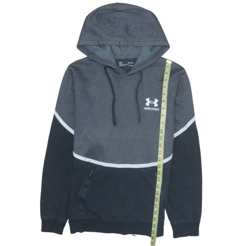 Under Armour Men's Grey Pullover Hoodie M Logo Zip Pockets ColdGear