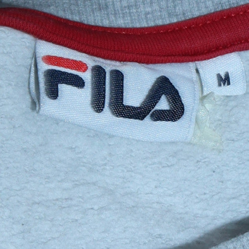 FILA Men's Grey Yellow Black Logo Crew Neck Sweatshirt M