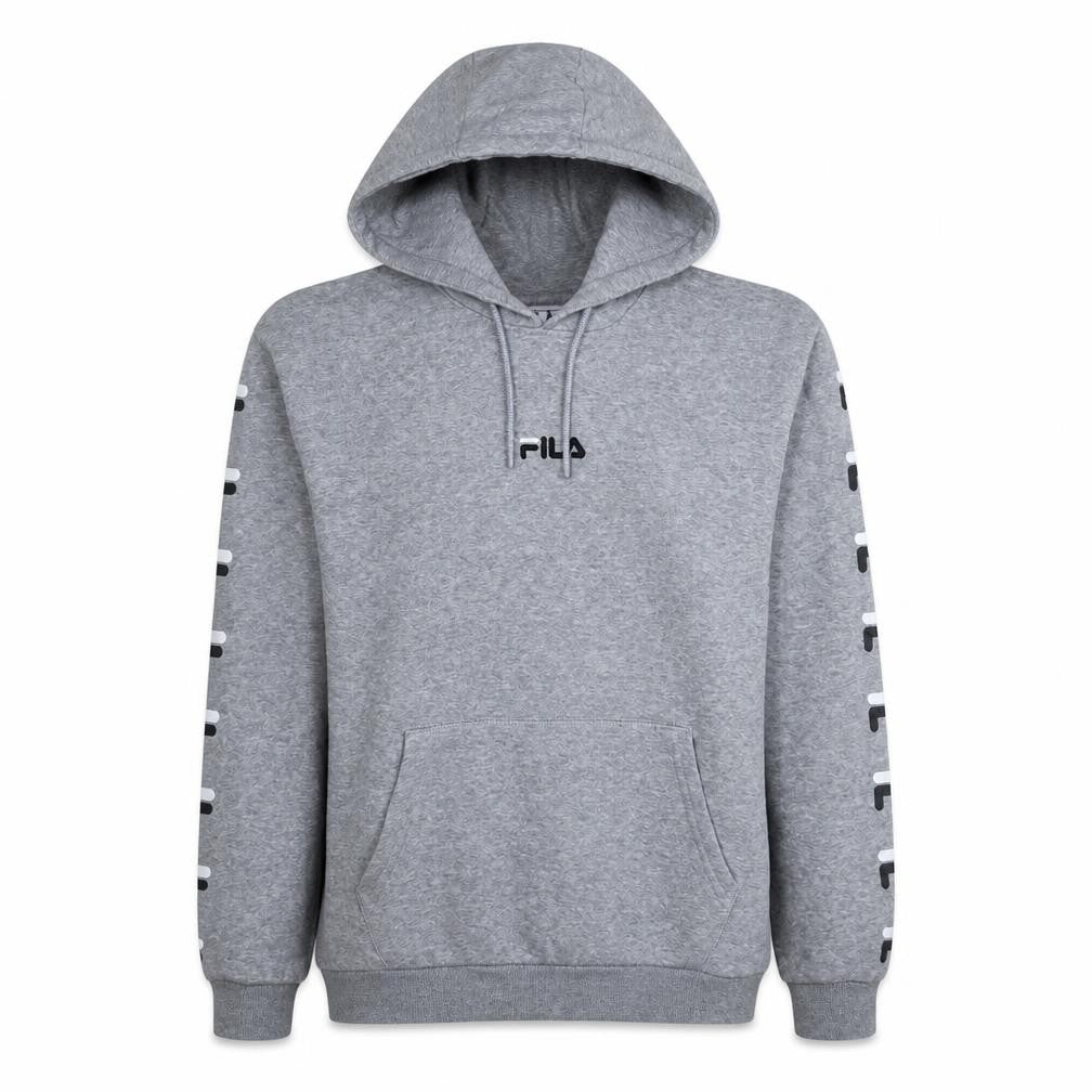 Fila Men's Grey Pullover Hoodie Size M Logo Graphic Sportswear