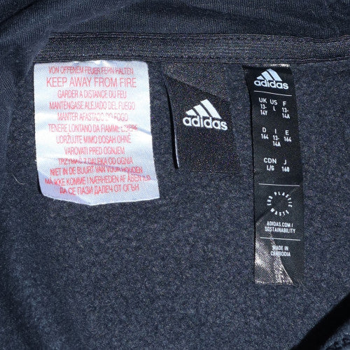 Adidas Boys Black Pullover Hoodie Fleece Sweatshirt 14 Years