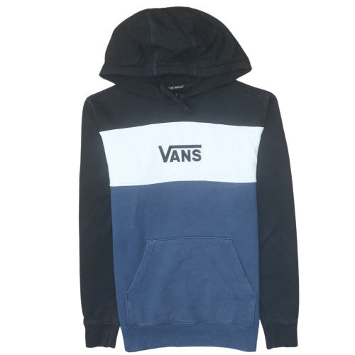 Vans Mens XS Blue Black Colour Block Logo Pullover Hoodie