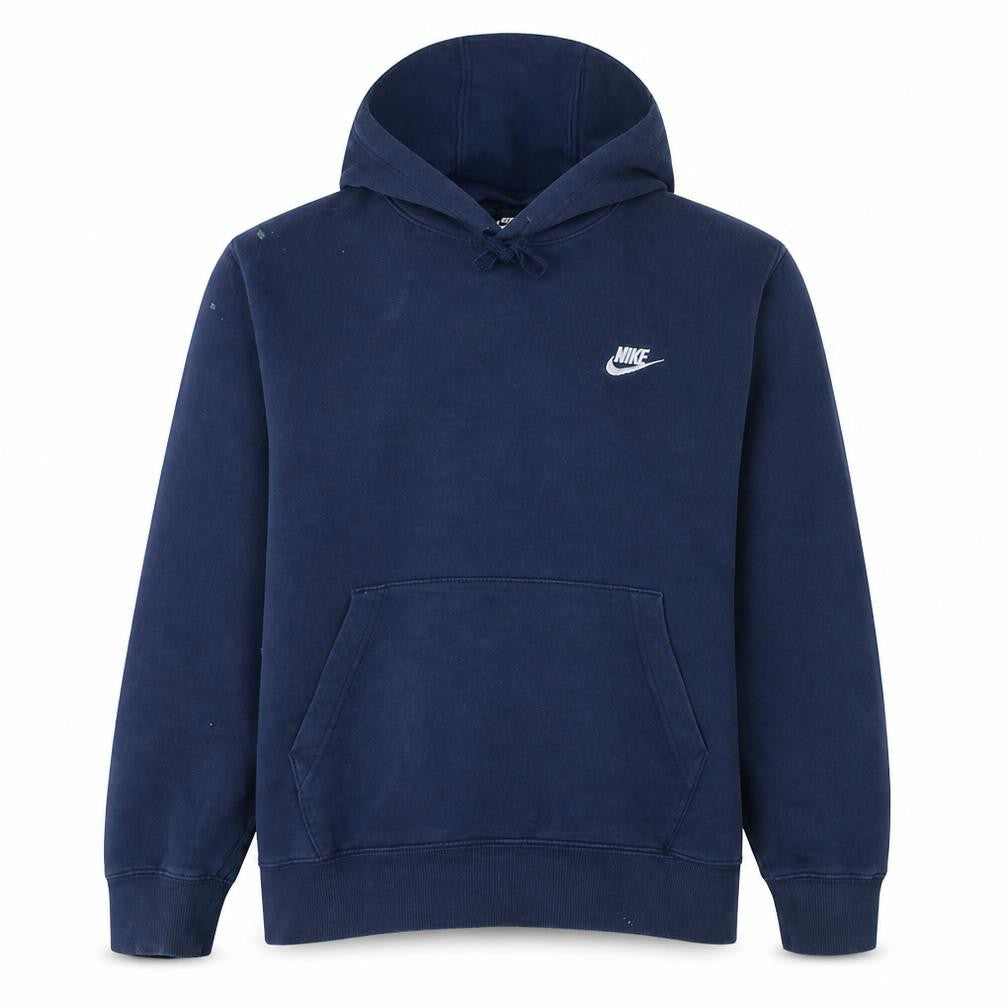 Nike Men's Blue Pullover Hoodie Medium Fleece Logo Sweatshirt