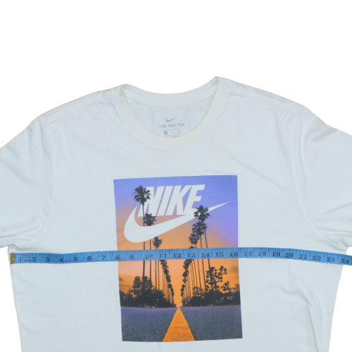Nike Men's White Graphic Print T-Shirt XL Cotton Casual Tee