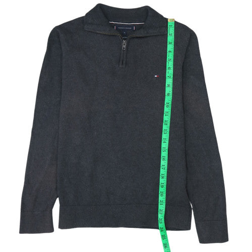 Tommy Hilfiger Men's Grey Cotton 1/4 Zip Jumper M