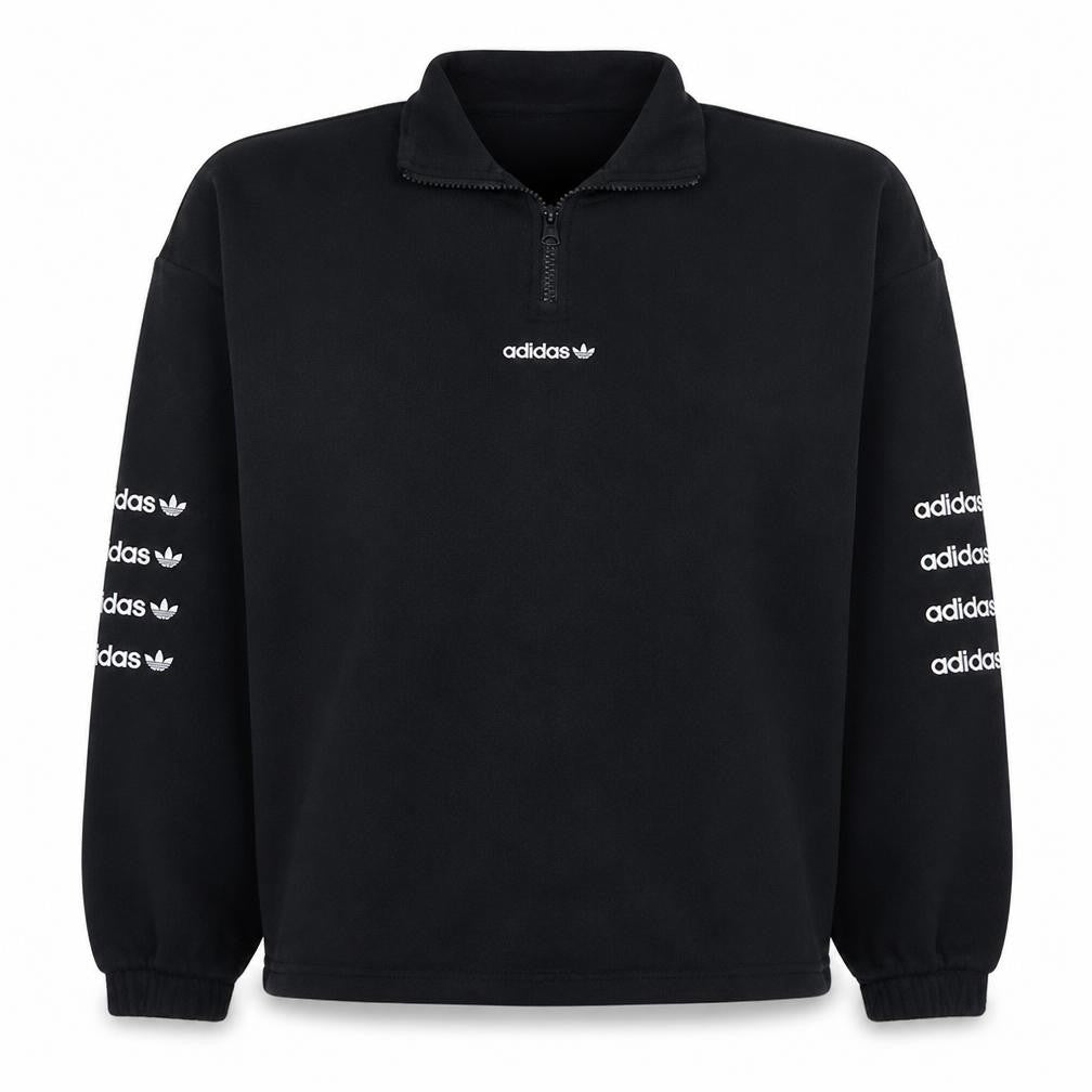 Adidas Women Black 1/4 Zip Pullover Sweatshirt Size 12 UK