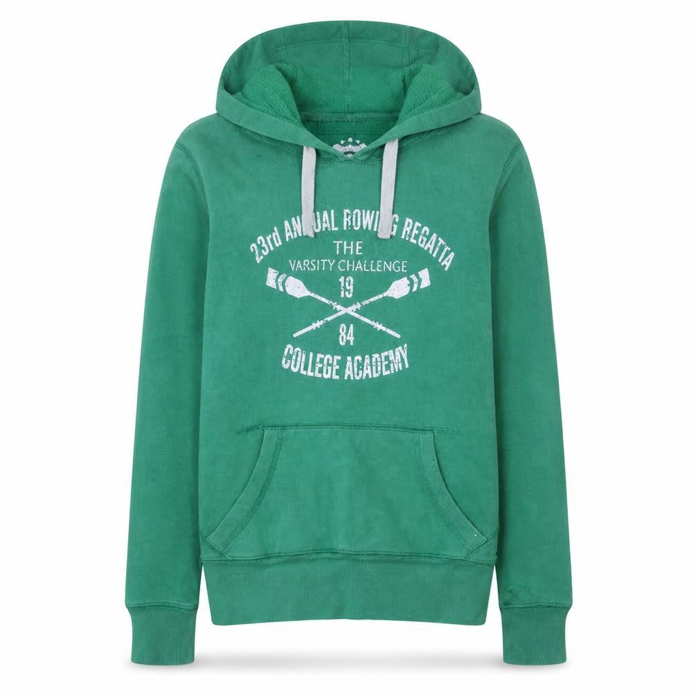 Denim Co Women’s Green Hoodie Size 10 Pullover Varsity Print