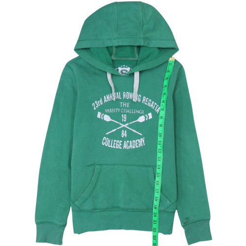 Denim Co Women’s Green Hoodie Size 10 Pullover Varsity Print