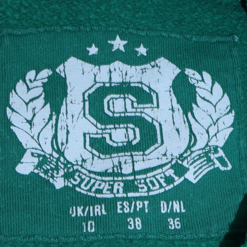 Denim Co Women’s Green Hoodie Size 10 Pullover Varsity Print