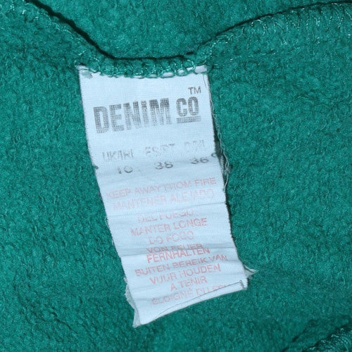 Denim Co Women’s Green Hoodie Size 10 Pullover Varsity Print