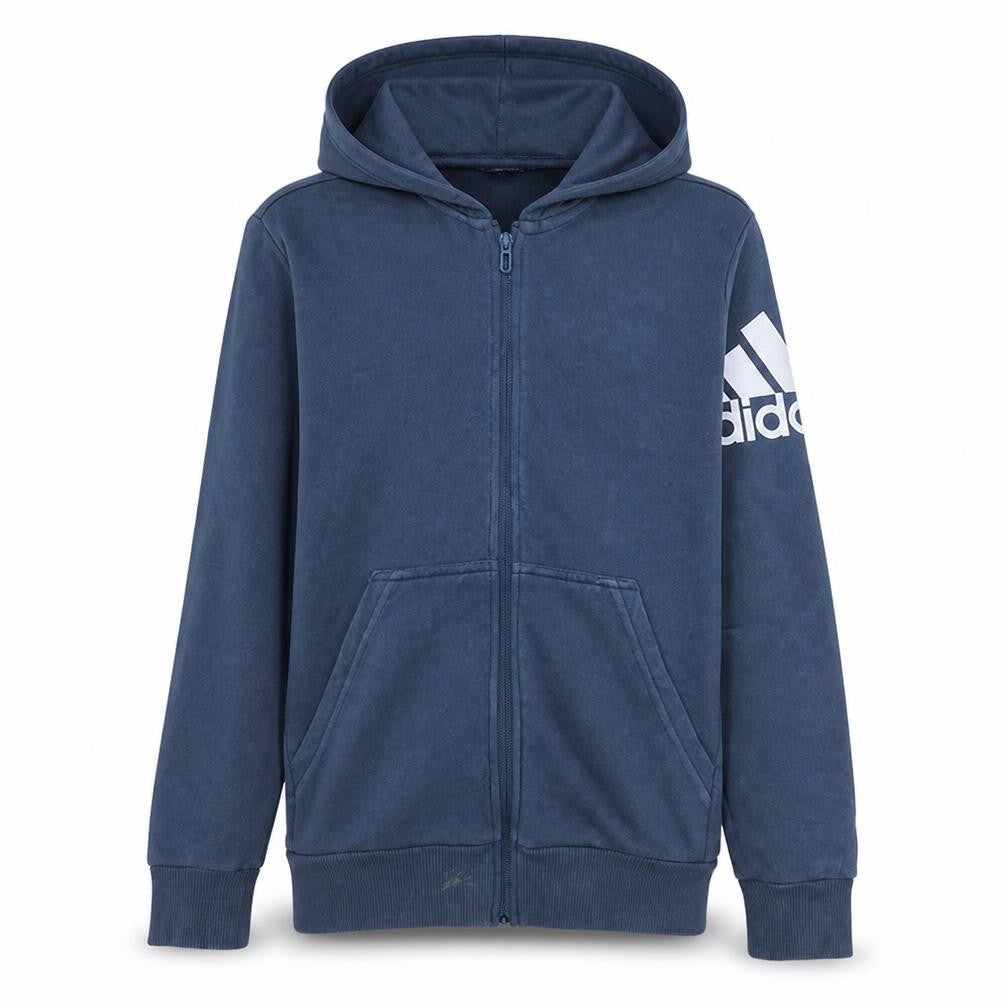 Adidas Boys Blue Full Zip Hoodie 13-14 Years Regular Fit Sportswear