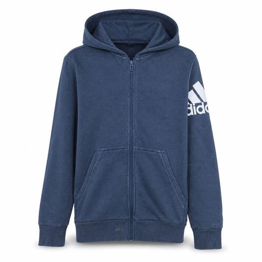 Adidas Boys Blue Full Zip Hoodie 13-14 Years Regular Fit Sportswear