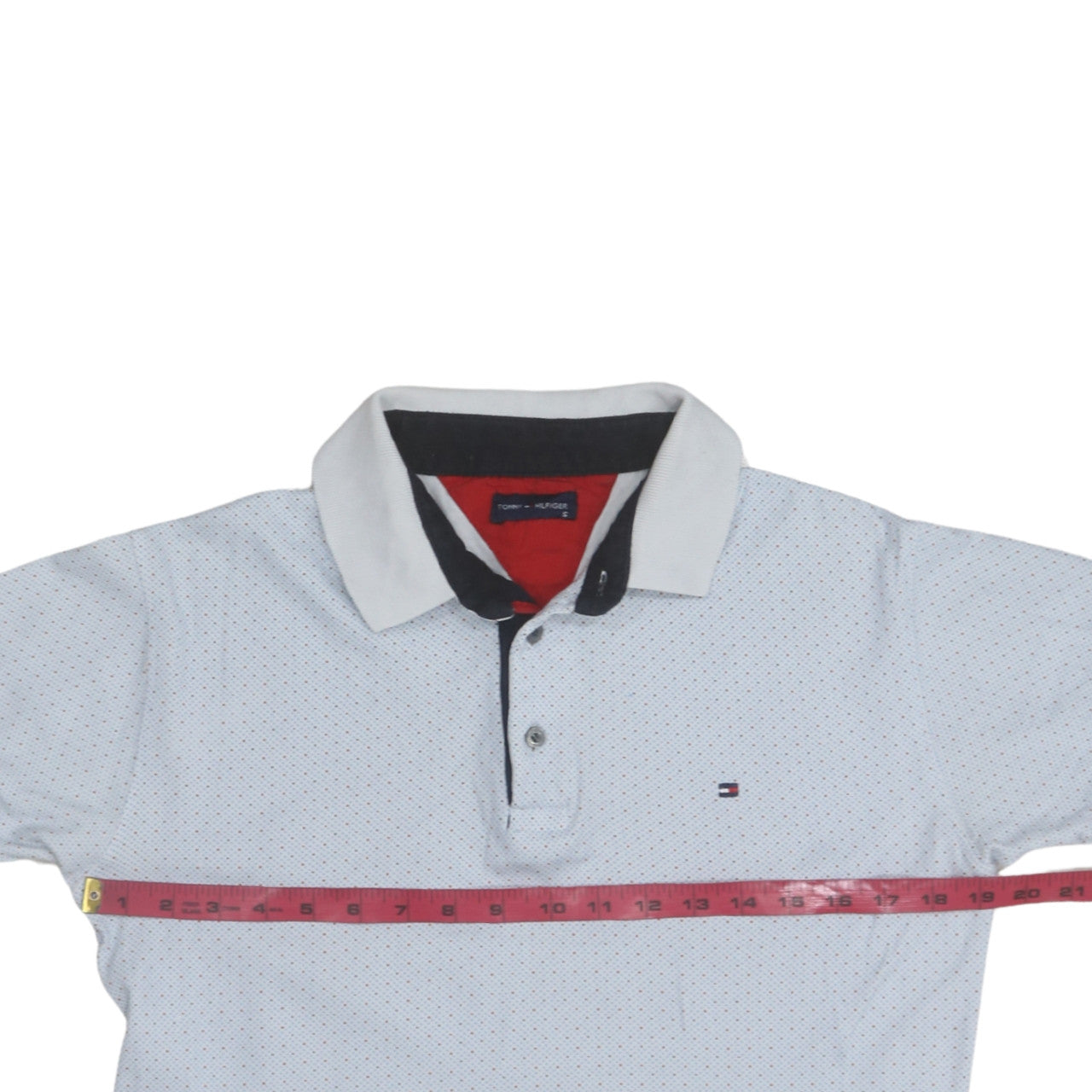 Tommy Hilfiger Men's White Polka Dot Cotton Polo Shirt Size S