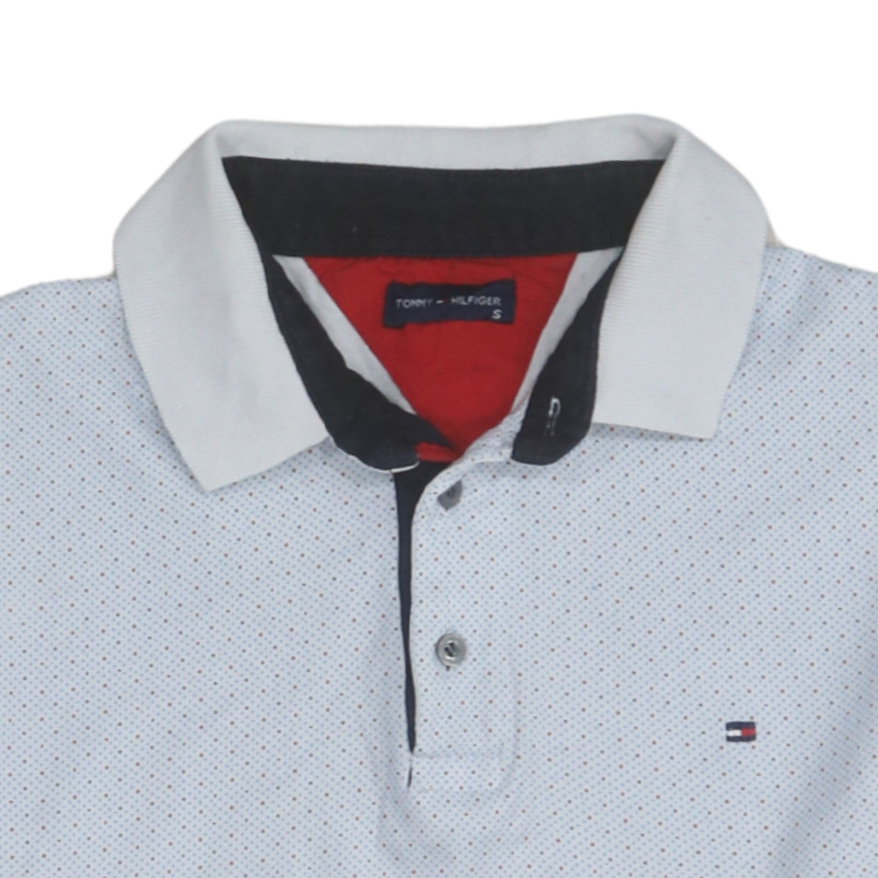 Tommy Hilfiger Men's White Polka Dot Cotton Polo Shirt Size S