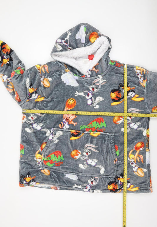 The Oodie Boys Grey Space Jam 25th Anniversary Hooded Fleece Robe 4-13 Years