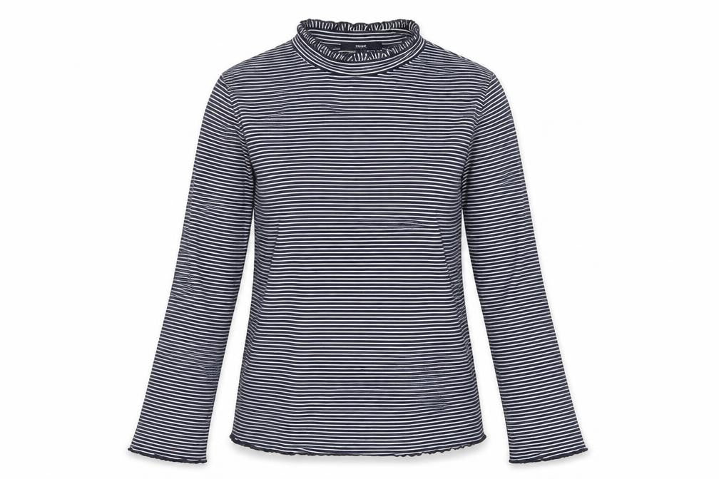 Next Womens Blue White Striped Roll Neck Long Sleeve Jersey Top Size 12