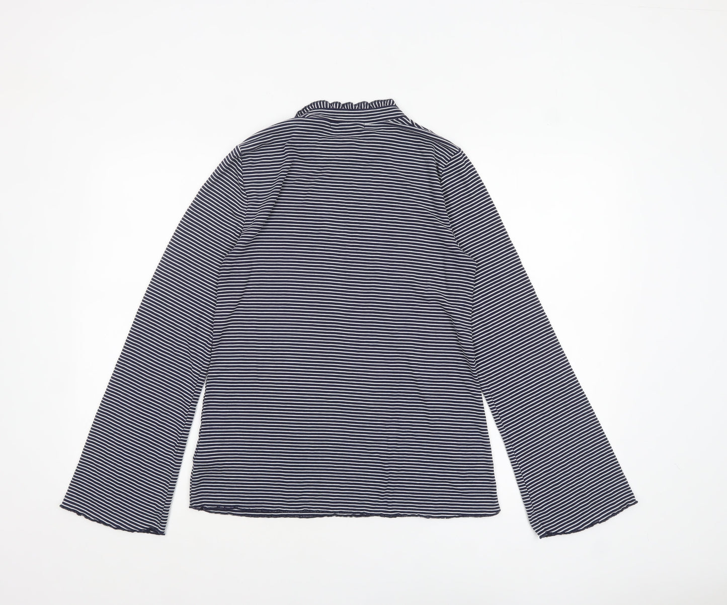 Next Womens Blue White Striped Roll Neck Long Sleeve Jersey Top Size 12