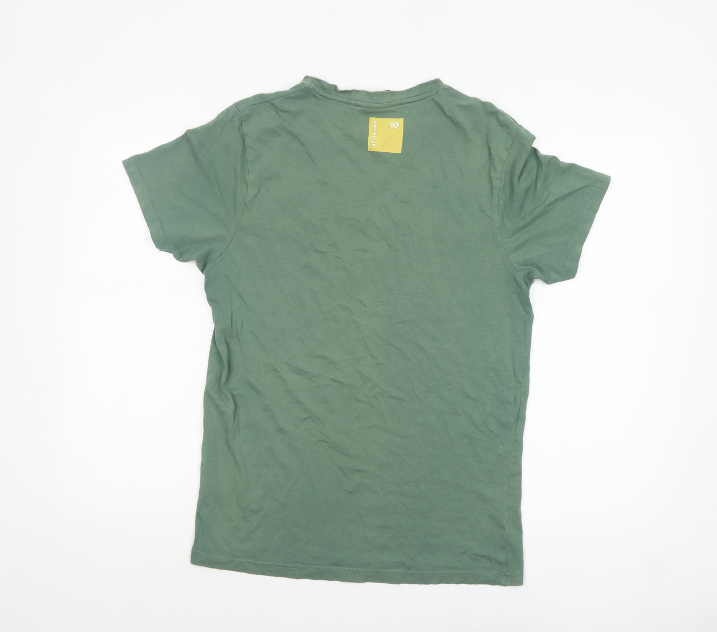 Duck & Cover Men's Green Graphic Printed Cotton T-Shirt M