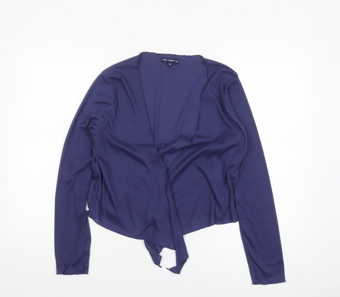 Store Twenty One Women's Blue Wrap Blouse Size 16 Long Sleeve