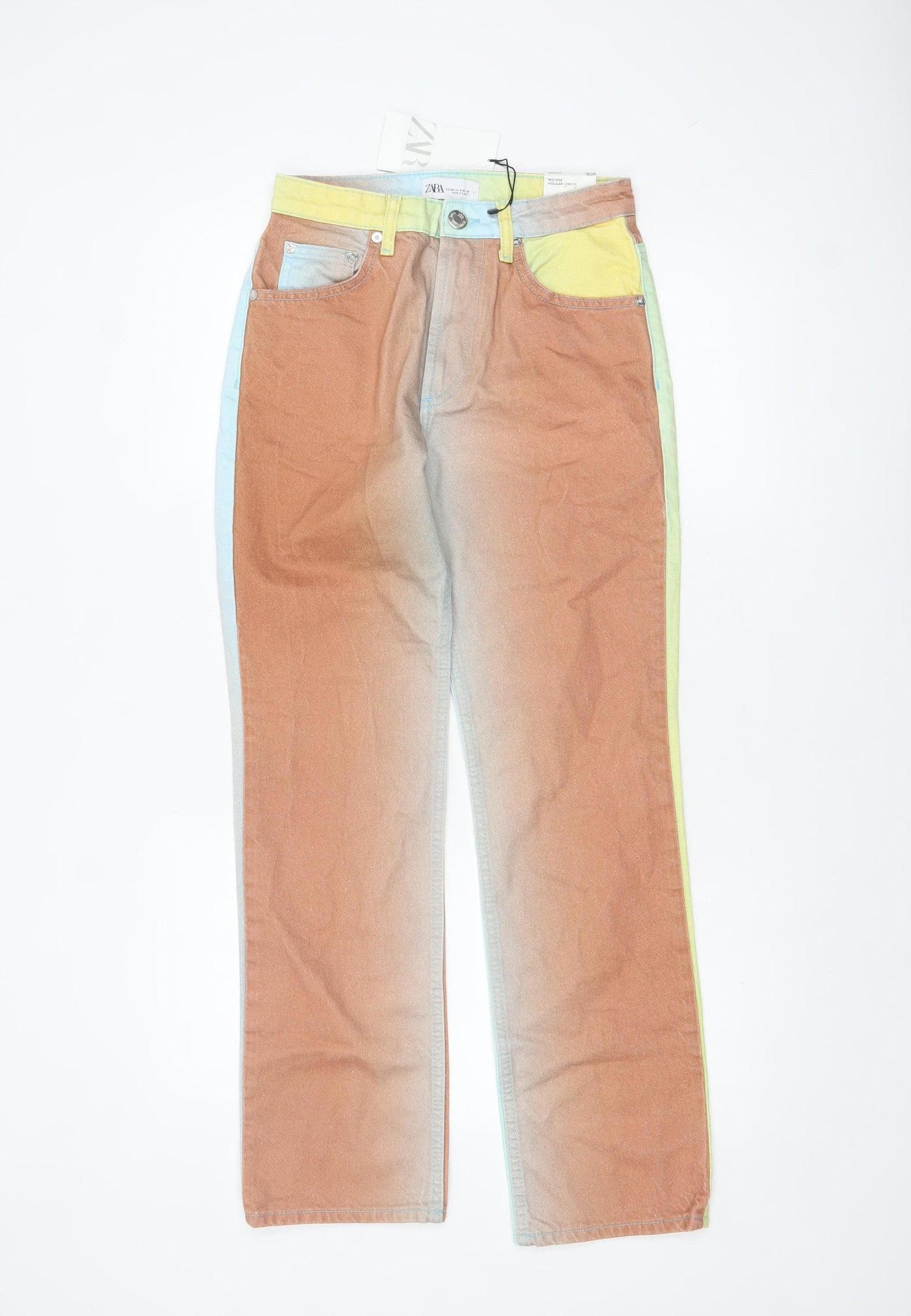Zara Women Multicolour Straight Jeans Size 10 Cotton Denim