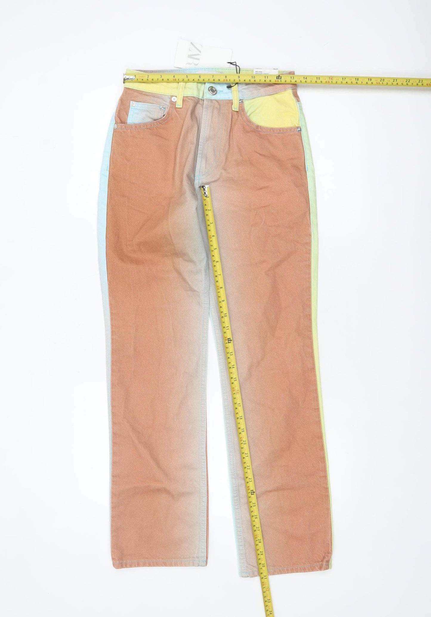 Zara Women Multicolour Straight Jeans Size 10 Cotton Denim