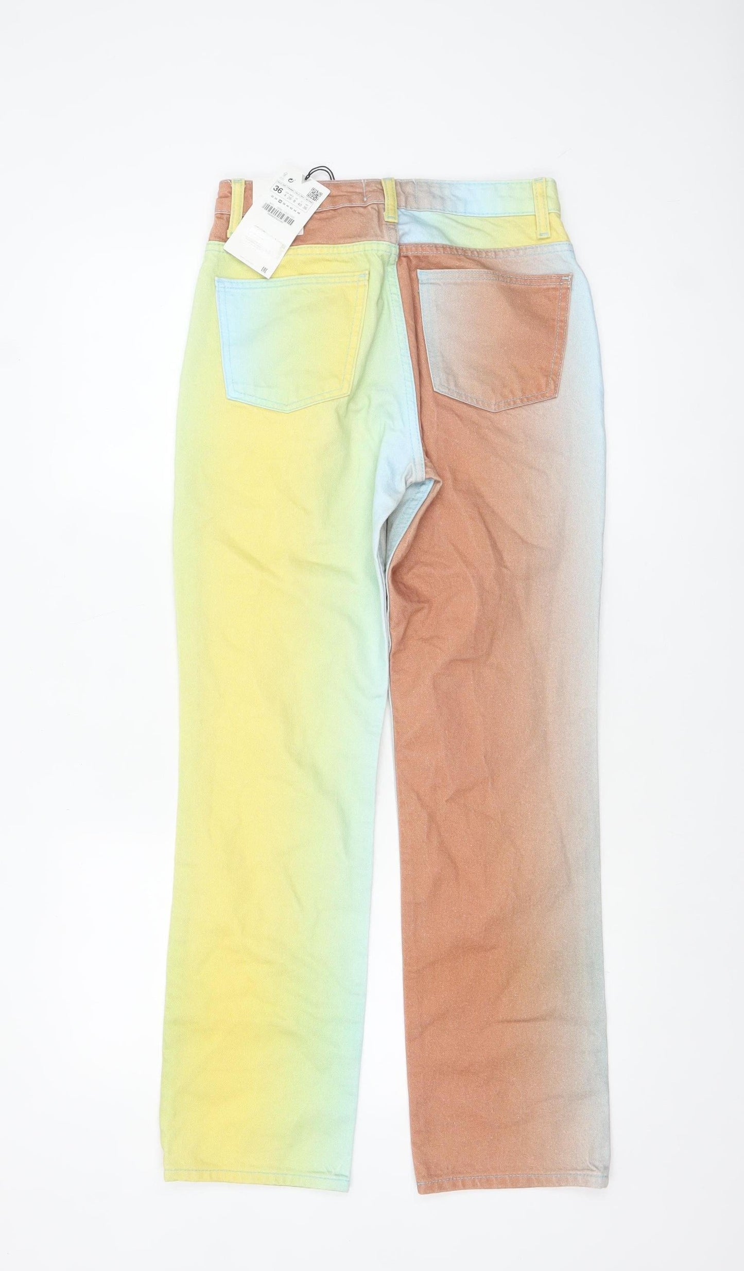 Zara Women Multicolour Straight Jeans Size 10 Cotton Denim