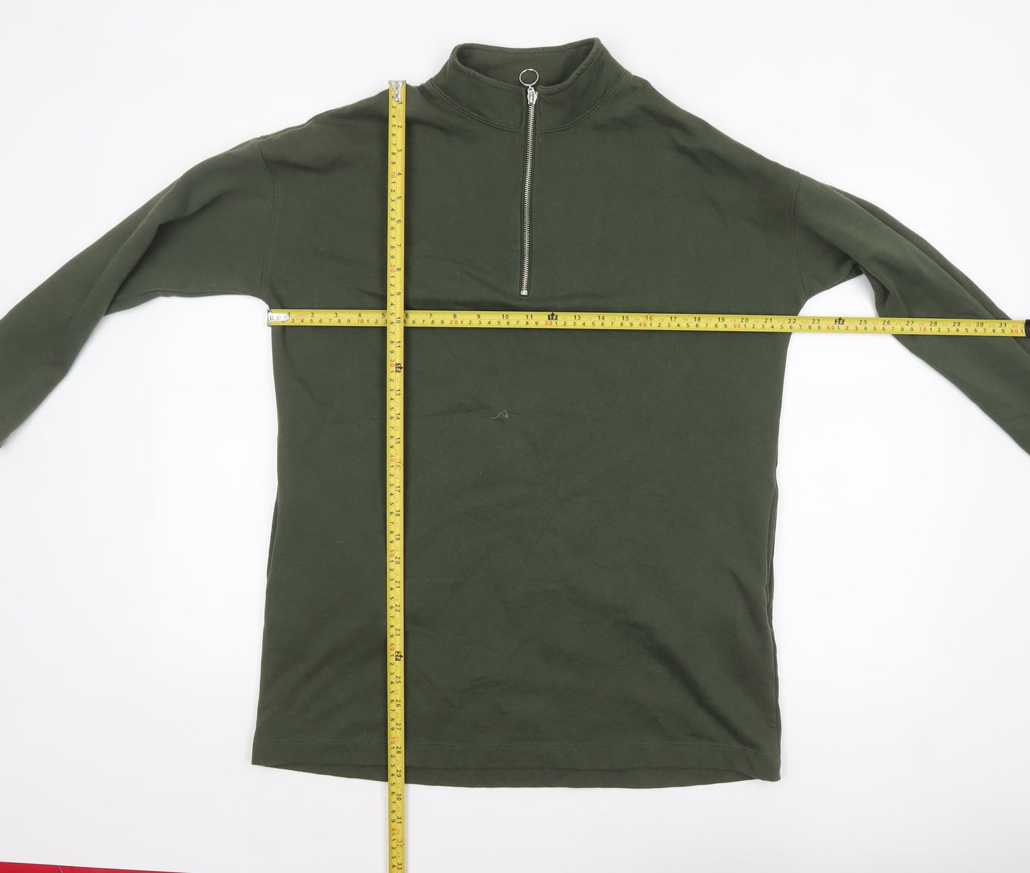 Tu Women Khaki Green 1/2 Zip Long Sleeve Pullover Sweatshirt Size 14