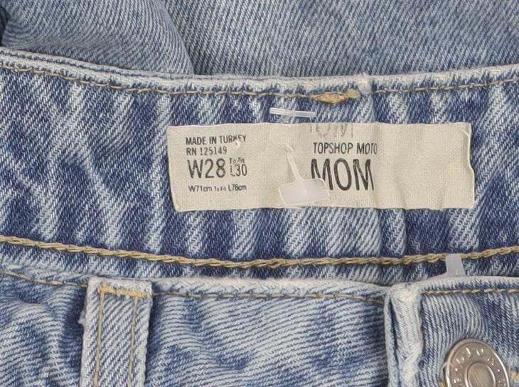 Topshop Women’s Blue Mom Jeans Size 10 High Rise Distressed Denim