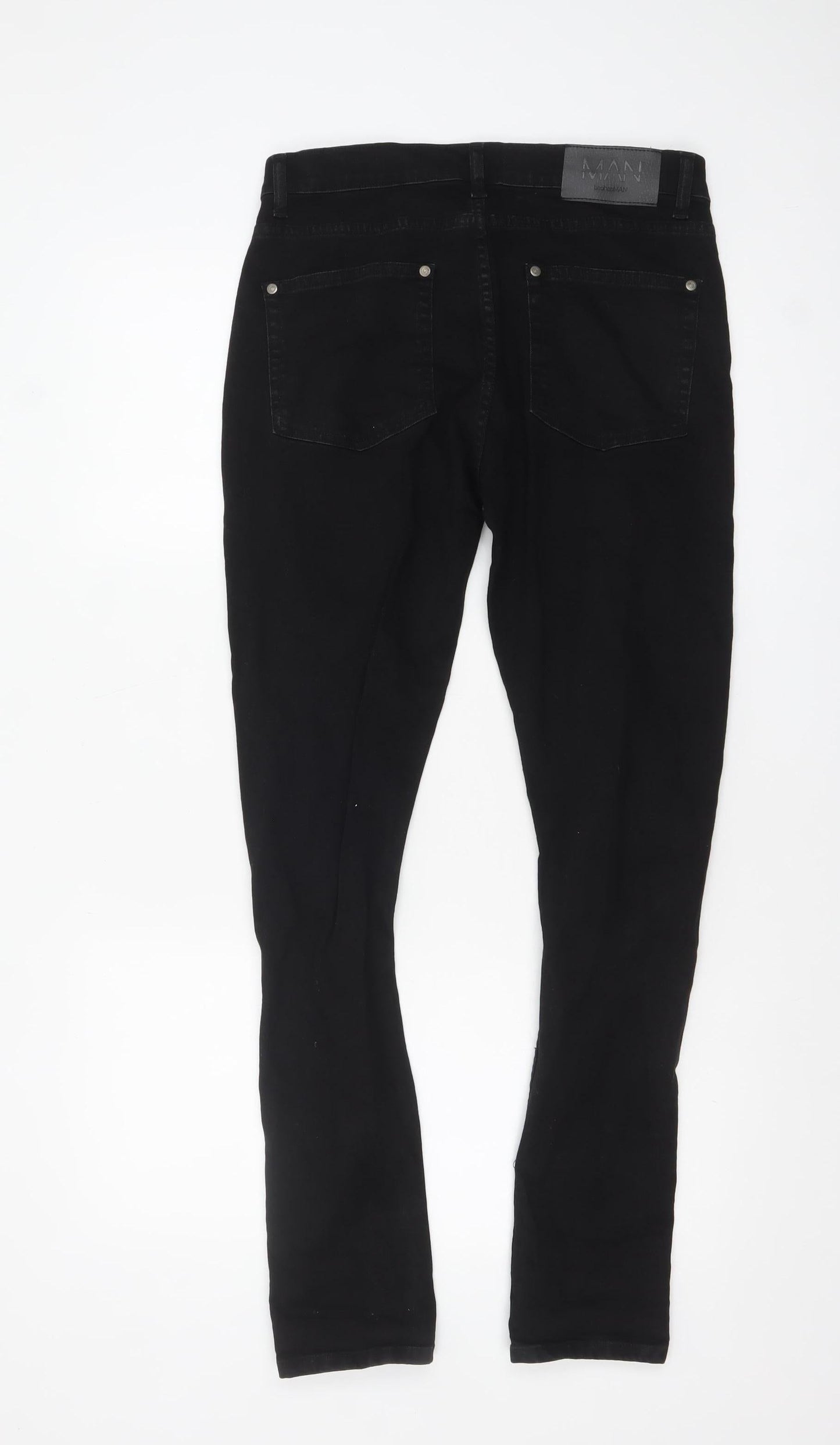 BoohooMAN Men's Black Distressed Skinny Jeans Size 32R