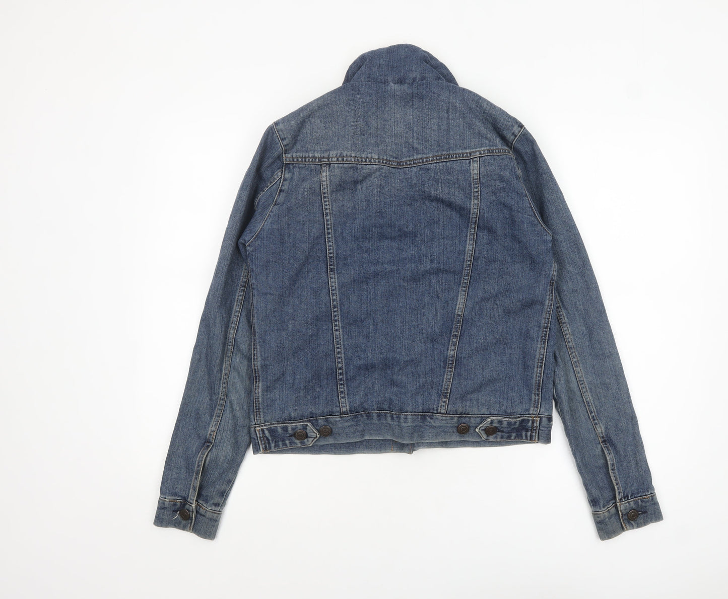 Topshop MOTO Women's Blue Denim Sherpa Jacket UK 10 Lined Casual