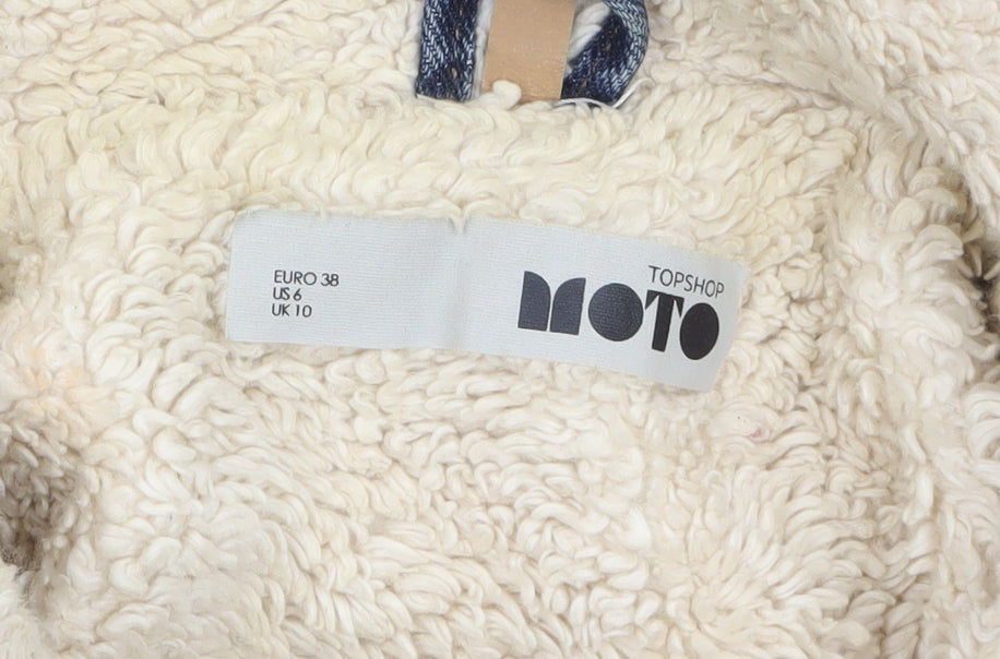 Topshop MOTO Women's Blue Denim Sherpa Jacket UK 10 Lined Casual