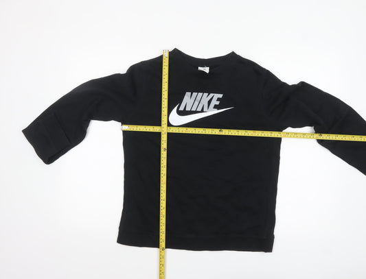 Nike Boys Black XL Pullover Fleece Sweatshirt with Logo Print