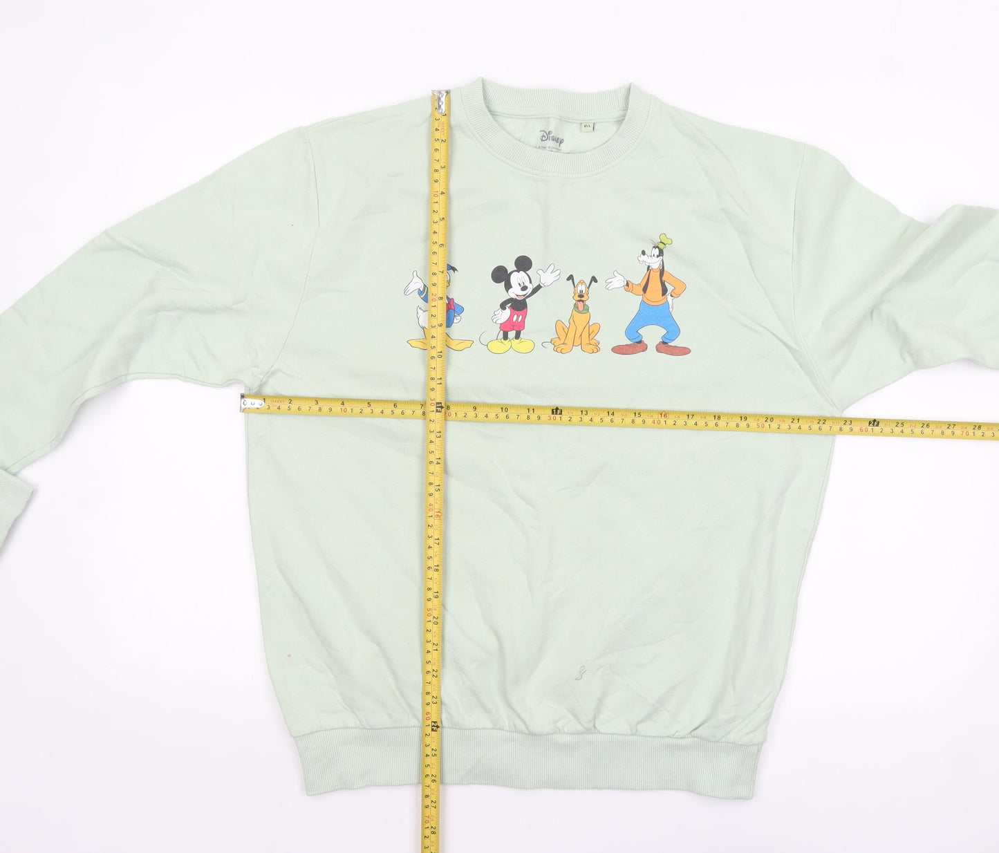 Disney Women Green Mickey Mouse Crew Neck Sweatshirt Size 12 L