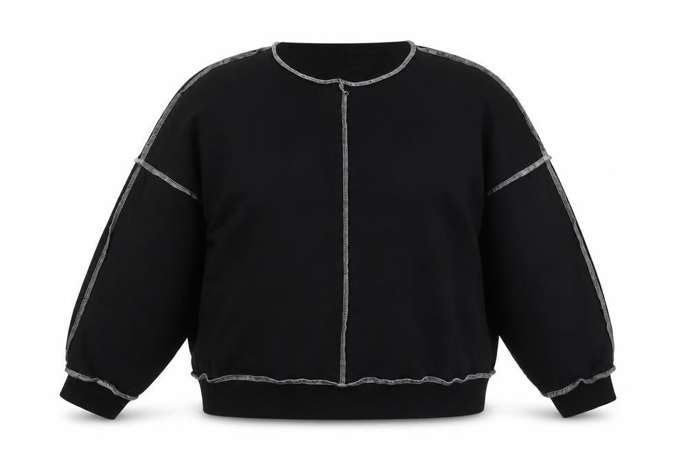 New Noce Women's Black Crew Neck Pullover Sweatshirt Size L