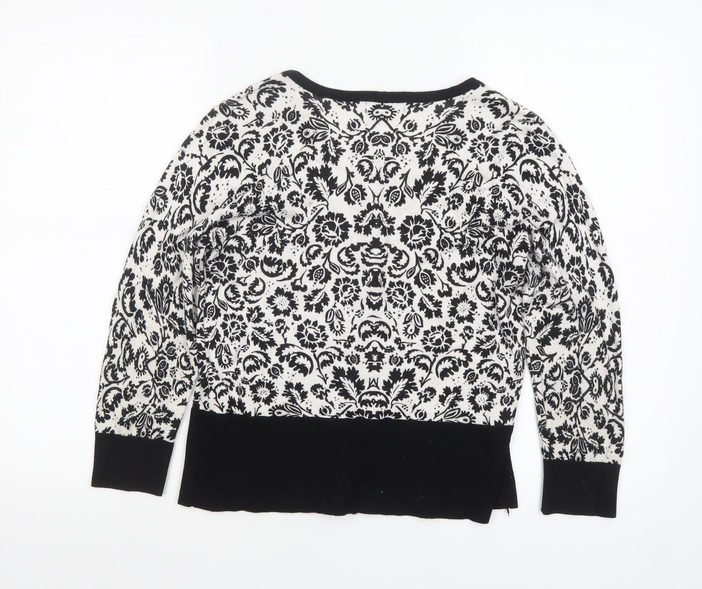 Premise Studio Women Black & White Floral Cardigan L Rayon Blend