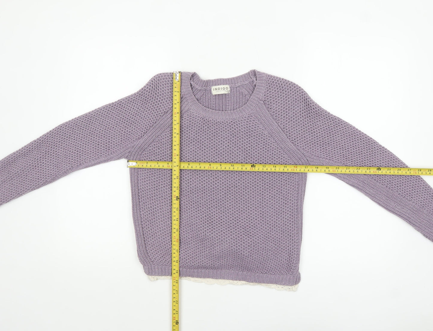 Marks and Spencer Women’s Purple Knit Jumper UK 8 Crochet Trim