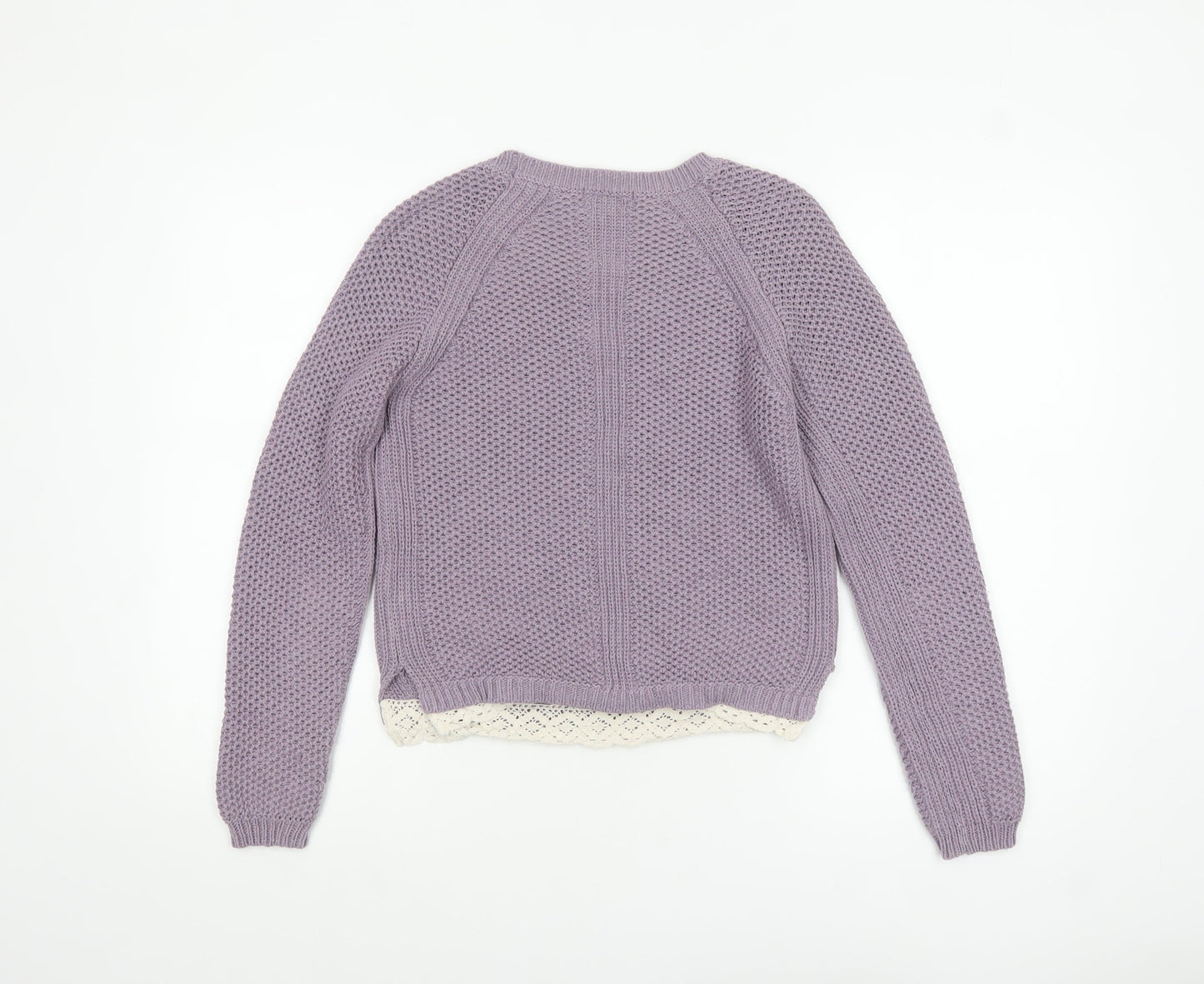 Marks and Spencer Women’s Purple Knit Jumper UK 8 Crochet Trim