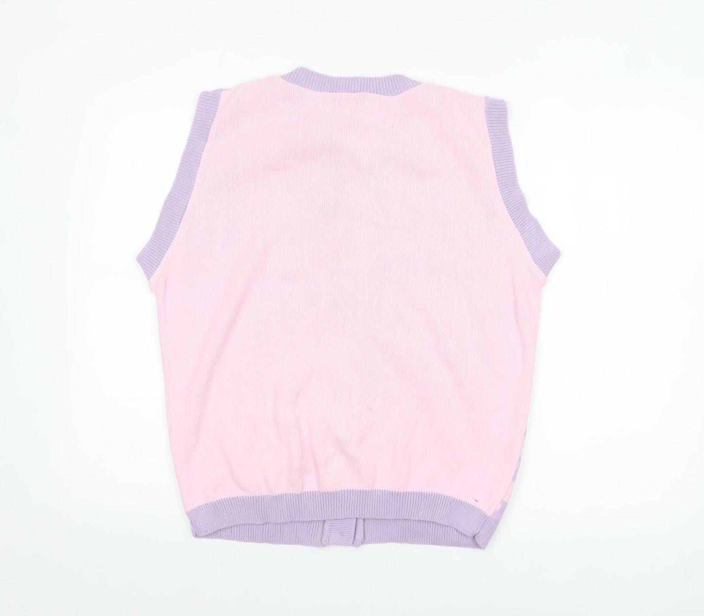 Daisy Street Womens Pink Purple Heart Knit Sleeveless Cardigan UK 8