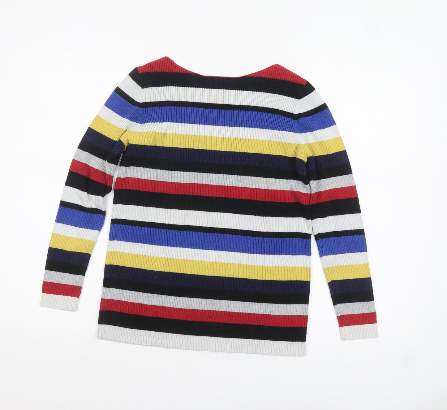 Gap Women Multicoloured Striped Boat Neck Cotton Jumper Size S
