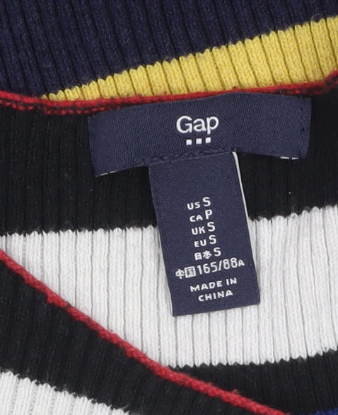 Gap Women Multicoloured Striped Boat Neck Cotton Jumper Size S