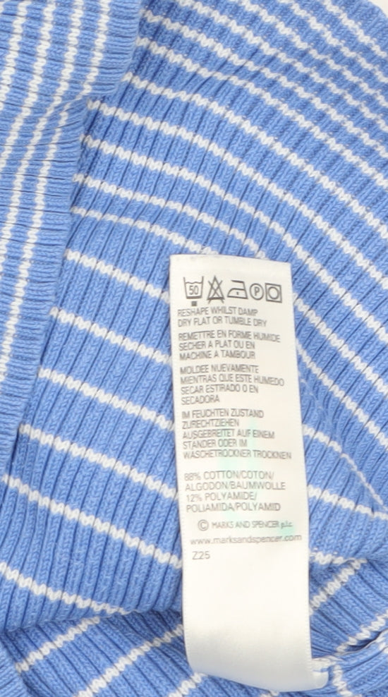Marks and Spencer Women’s Blue Striped Cotton Jumper UK 10