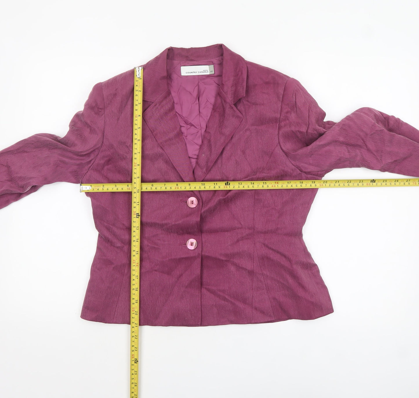 Country Casuals Women Petite Pink Suit Jacket Size 12 Two-Button Blazer