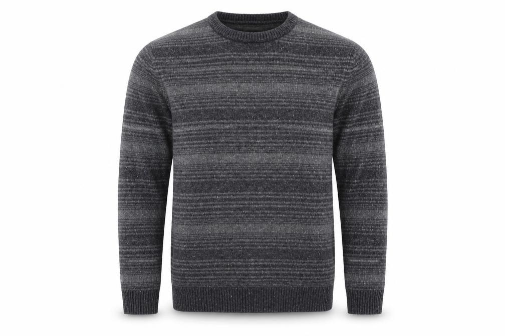 Mantaray Men's Grey Striped Wool Blend Crew Neck Jumper Size L