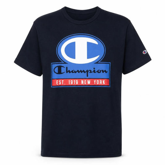 Champion Men's Navy Blue Medium Graphic Logo T-Shirt