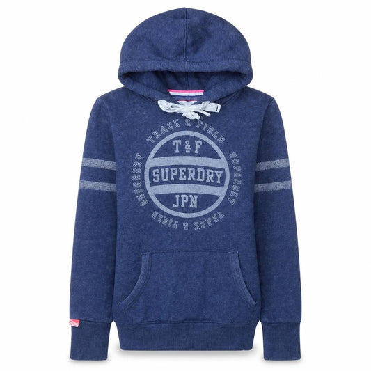 Superdry Women's Blue Pullover Hoodie Size M Graphic Print Cotton