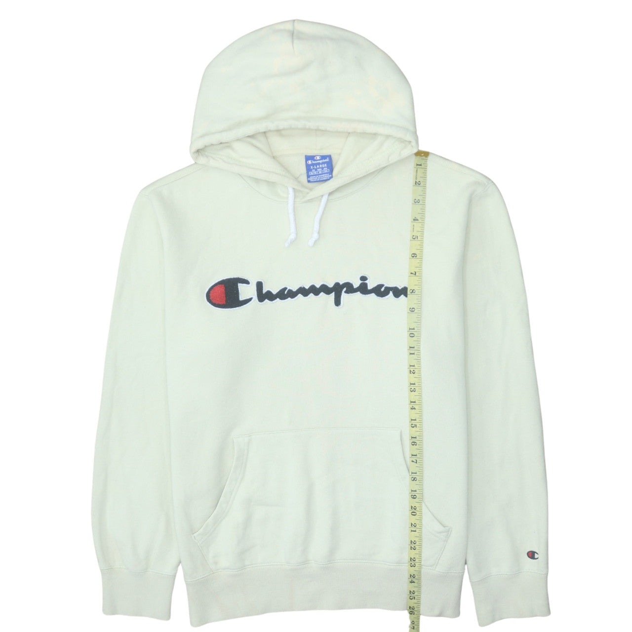 Champion Women's Beige XL Pullover Hoodie 100% Cotton Logo Hooded Sweatshirt