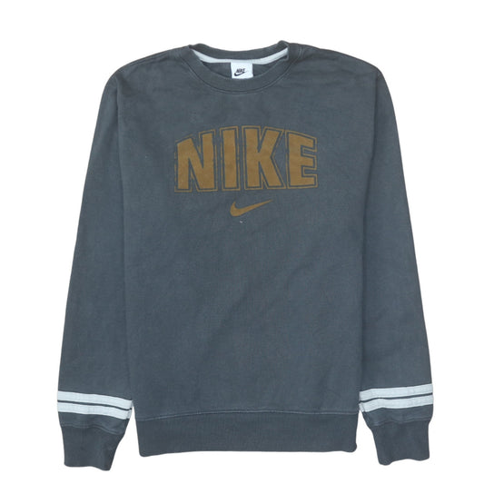 Nike Womens Grey Cotton Crew Neck Pullover Sweatshirt Size S