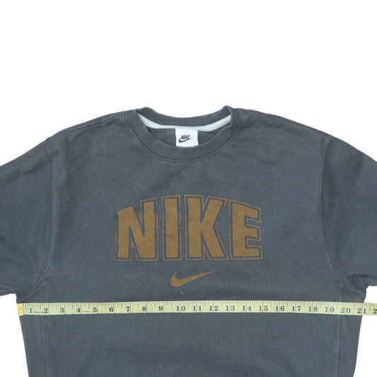 Nike Womens Grey Cotton Crew Neck Pullover Sweatshirt Size S