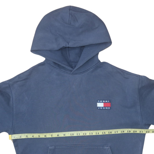Tommy Jeans Women's Blue Pullover Hoodie Size S Cotton Logo Sweatshirt