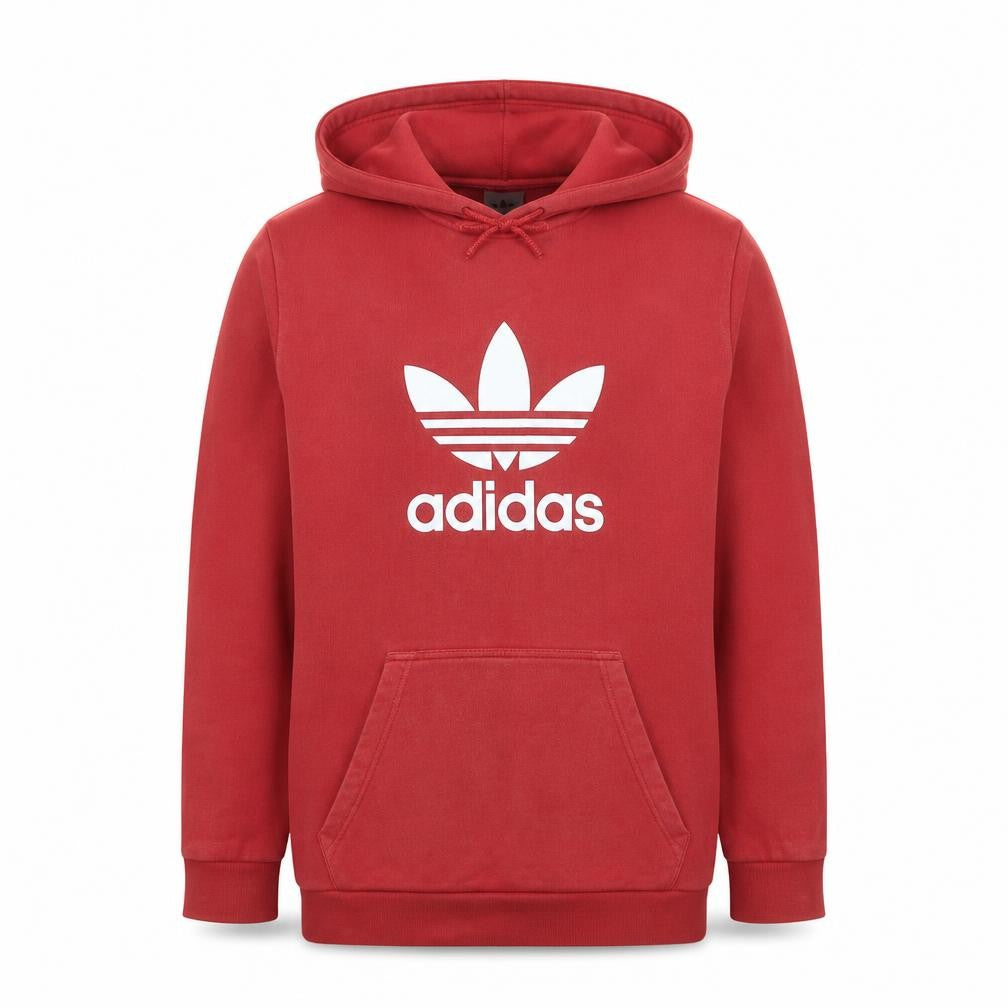 Adidas Mens Red Pullover Hoodie M Sports Fleece Logo Sweatshirt