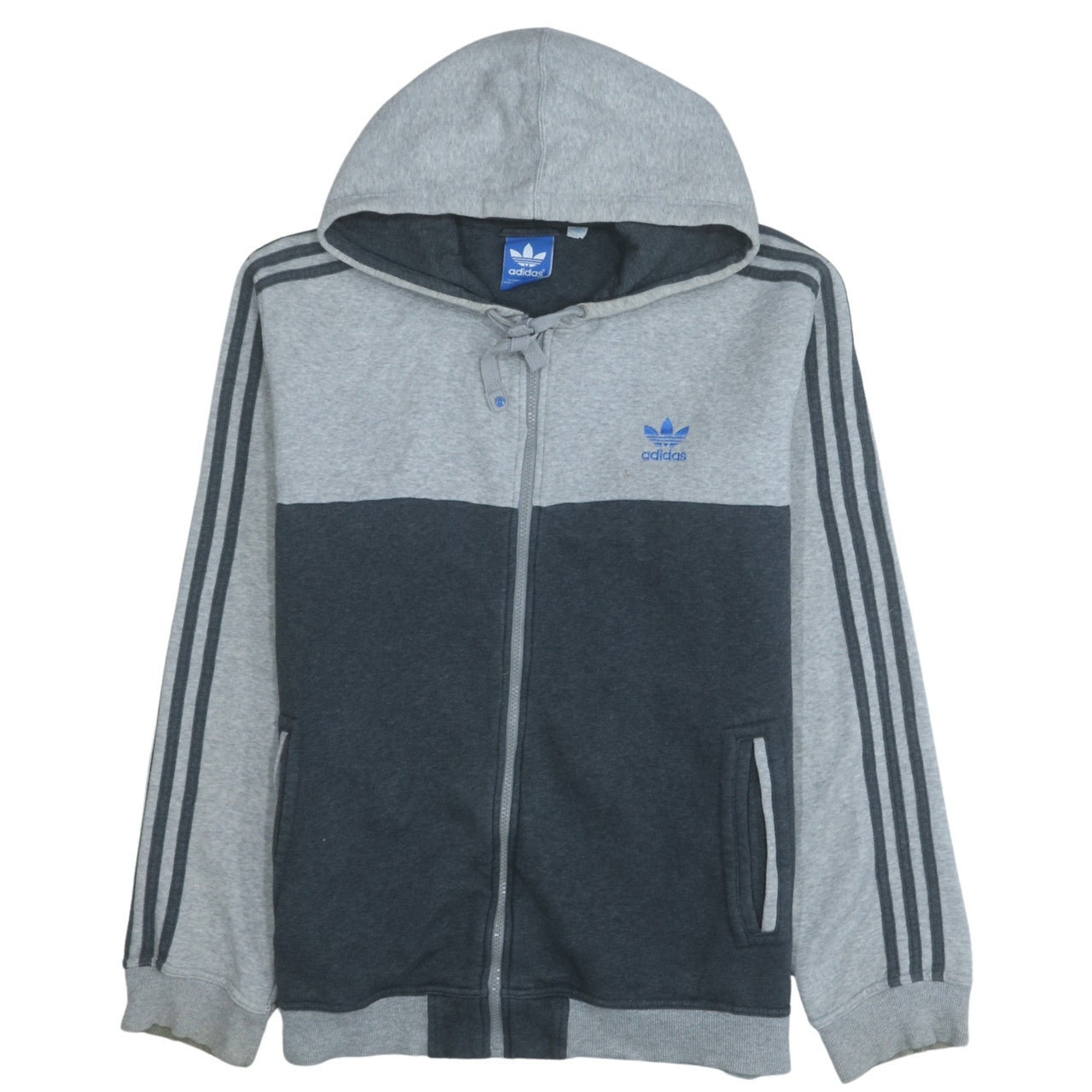 Adidas Men's Grey Full Zip Hoodie Size M Regular Fit